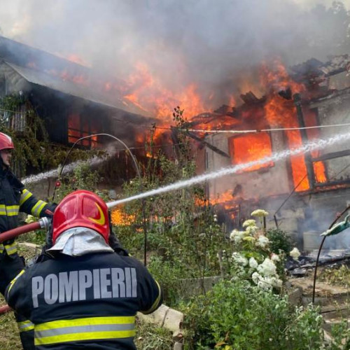 Incendiu violent la un depozit de furaje în comuna Faraoani