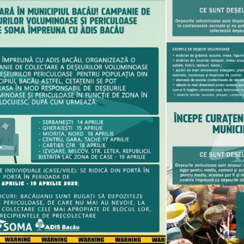 Curățenia de primăvară în Bacău: Campanie de colectare a deșeurilor voluminoase și periculoase