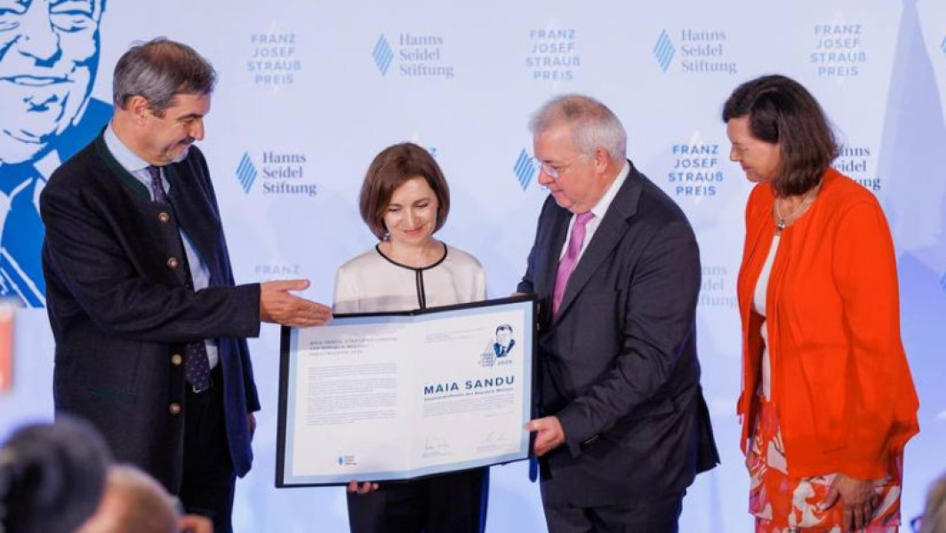 Maia Sandu a primit premiul Franz Josef Strauss în Germania