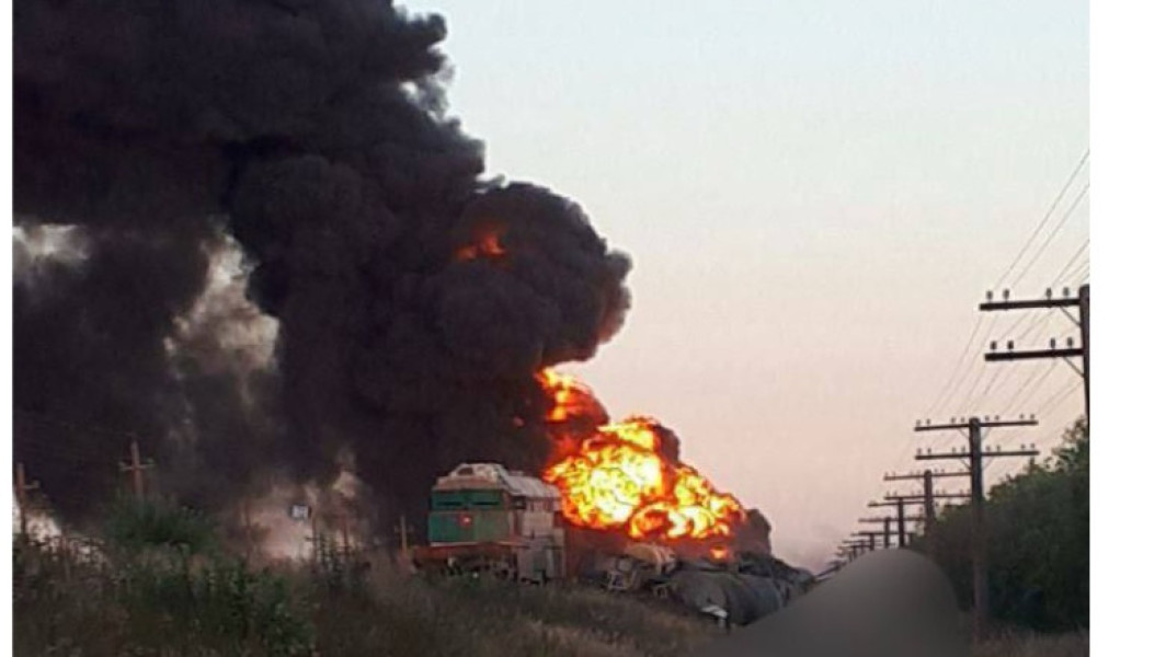 Distrugere a unui tren rusesc cu combustibil în regiunea Zaporojie
