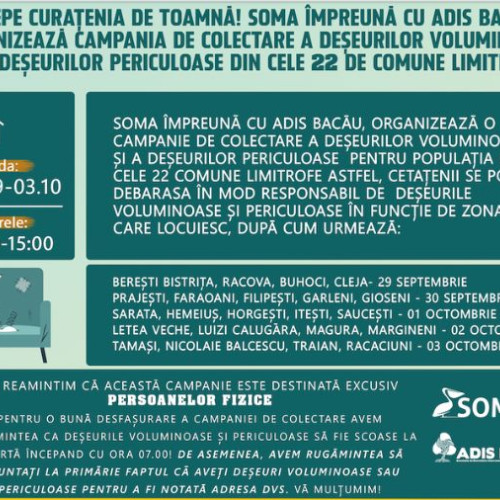 Campania de colectare a deșeurilor voluminoase și periculoase continuă până în octombrie 2025