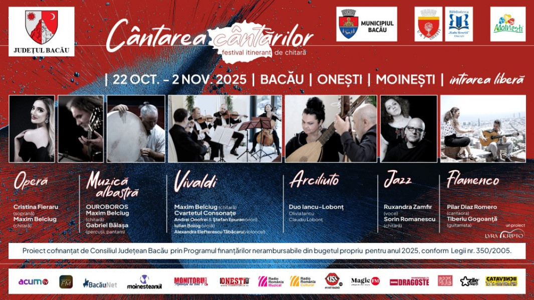 Festivalul itinerant Cântarea cântărilor aduce chitara în trei orașe din Bacău