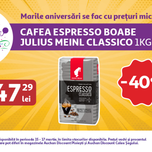 Reduceri impresionante la Auchan în acest weekend, la cafea, detergent și multe altele