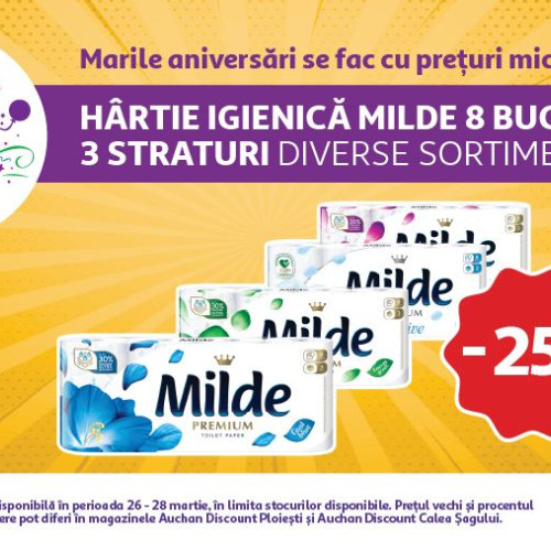 Reducerile din Festivalul Ofertelor WoowW la Auchan continuă, cu tombolă și premii în valoare de 30.000 de euro! Ai timp să profiți de super oferte până pe 2 aprilie, atât în magazinele Auchan cât și pe auchan.ro. Detalii și beneficii în catalogul online disponibil la adresa: https://rb.gy/bx93dk. Regulamentul tombolei pe site-ul auchan.ro.