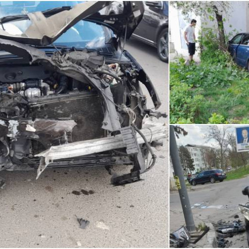 Două mașini distruse într-un accident din Bacău